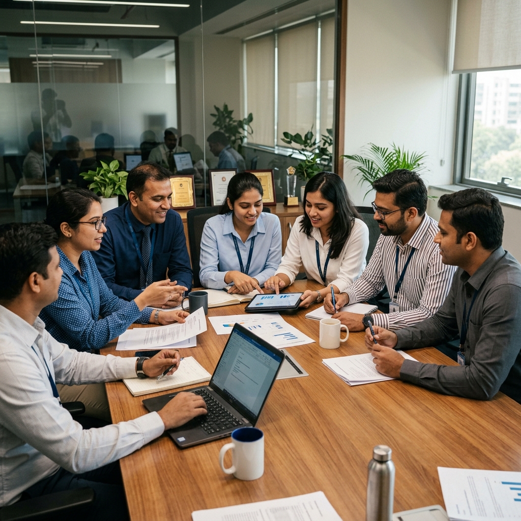 Indian corporate staff and technical supervisors at KORDE GROUP office Butibori